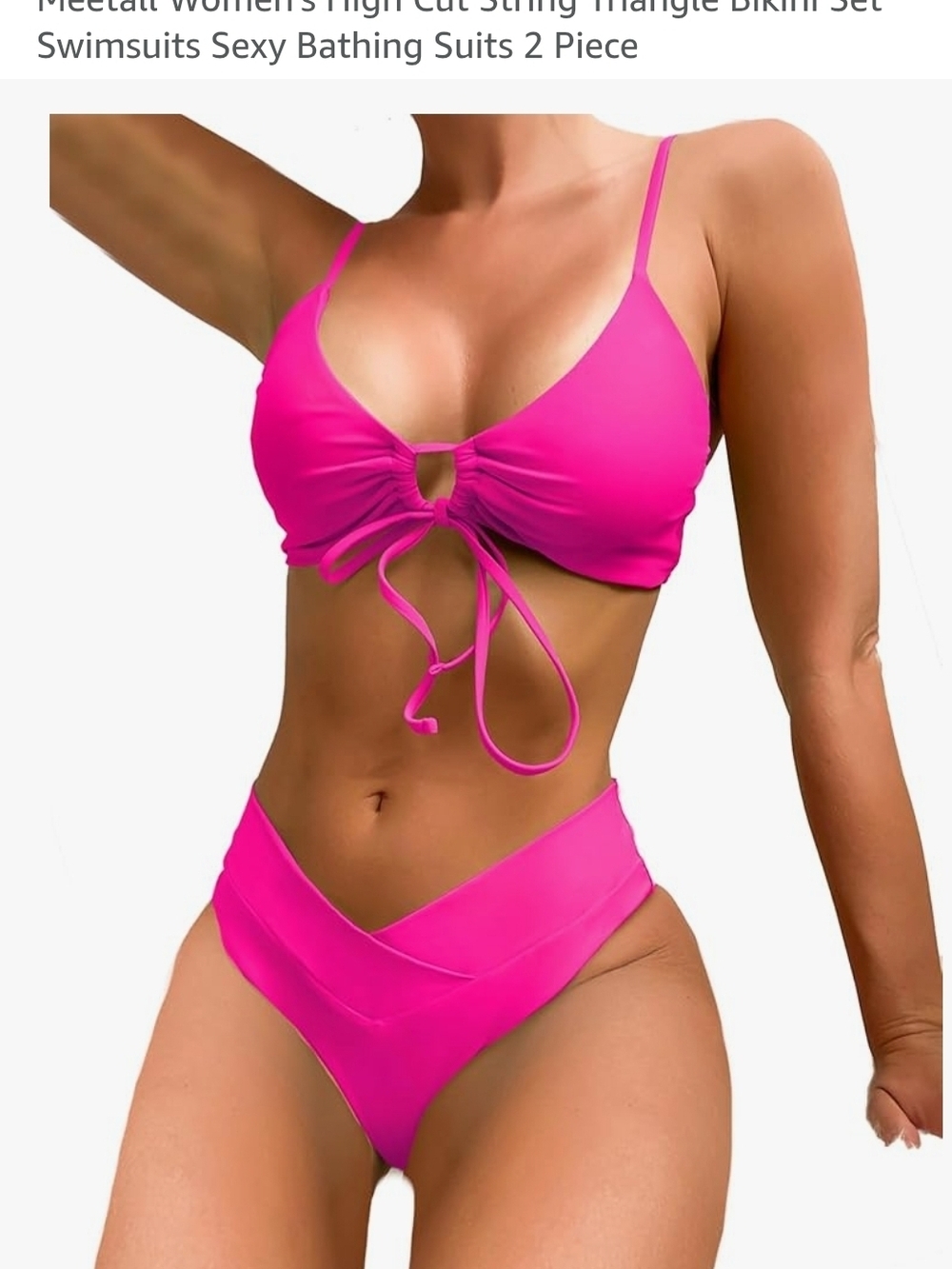 High-Cut Tie-Front Bikini Set in Hot Pink